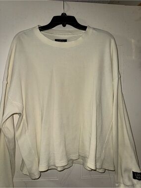 Lulu Mac Cream Waffle Knit Long Sleeve Top